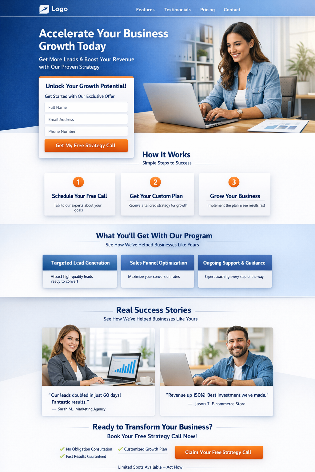 Growth campaign landing page